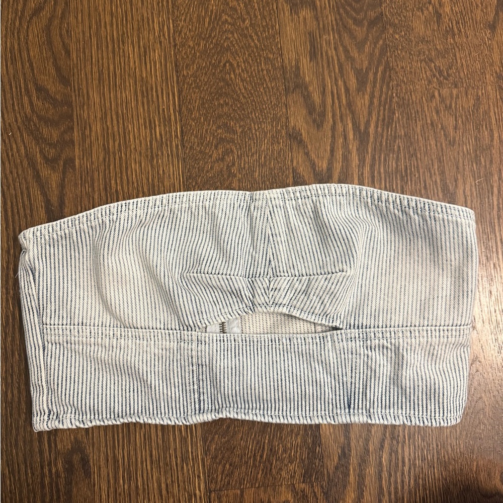 Striped Denim Top from Bershka
